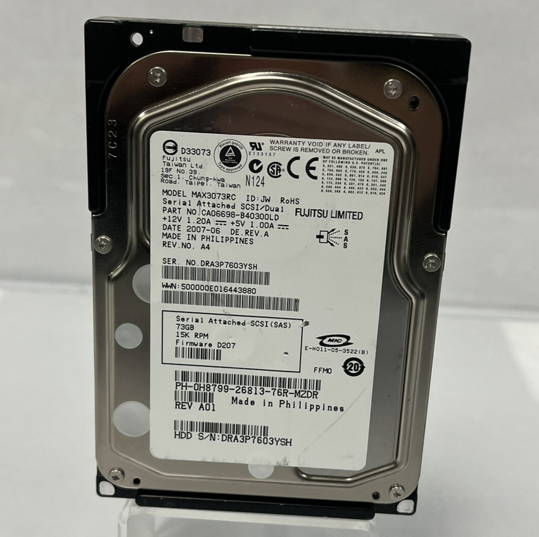 FUJITSU MAX3073RC 3.5" 73GB 15K RPM SAS SCSI Hard Drive CA06698-B40300LD