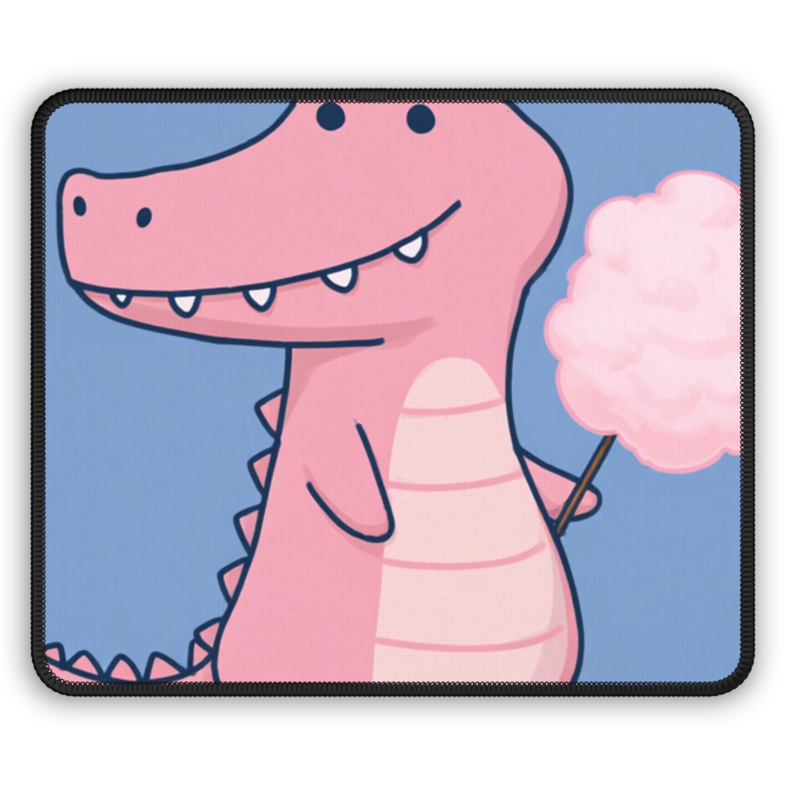 Pink Dinosaur with Cotton Candy Gaming Mouse Pad | Cute Kawaii Desk Mat