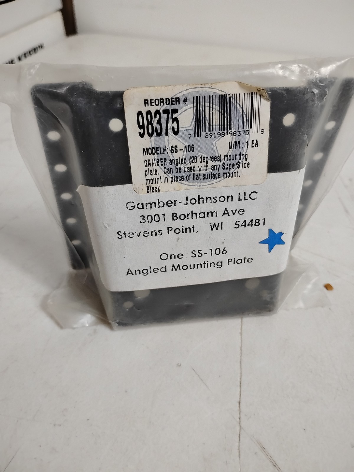 Gamber Johnson Angled Mounting Plate SS-106 Untested