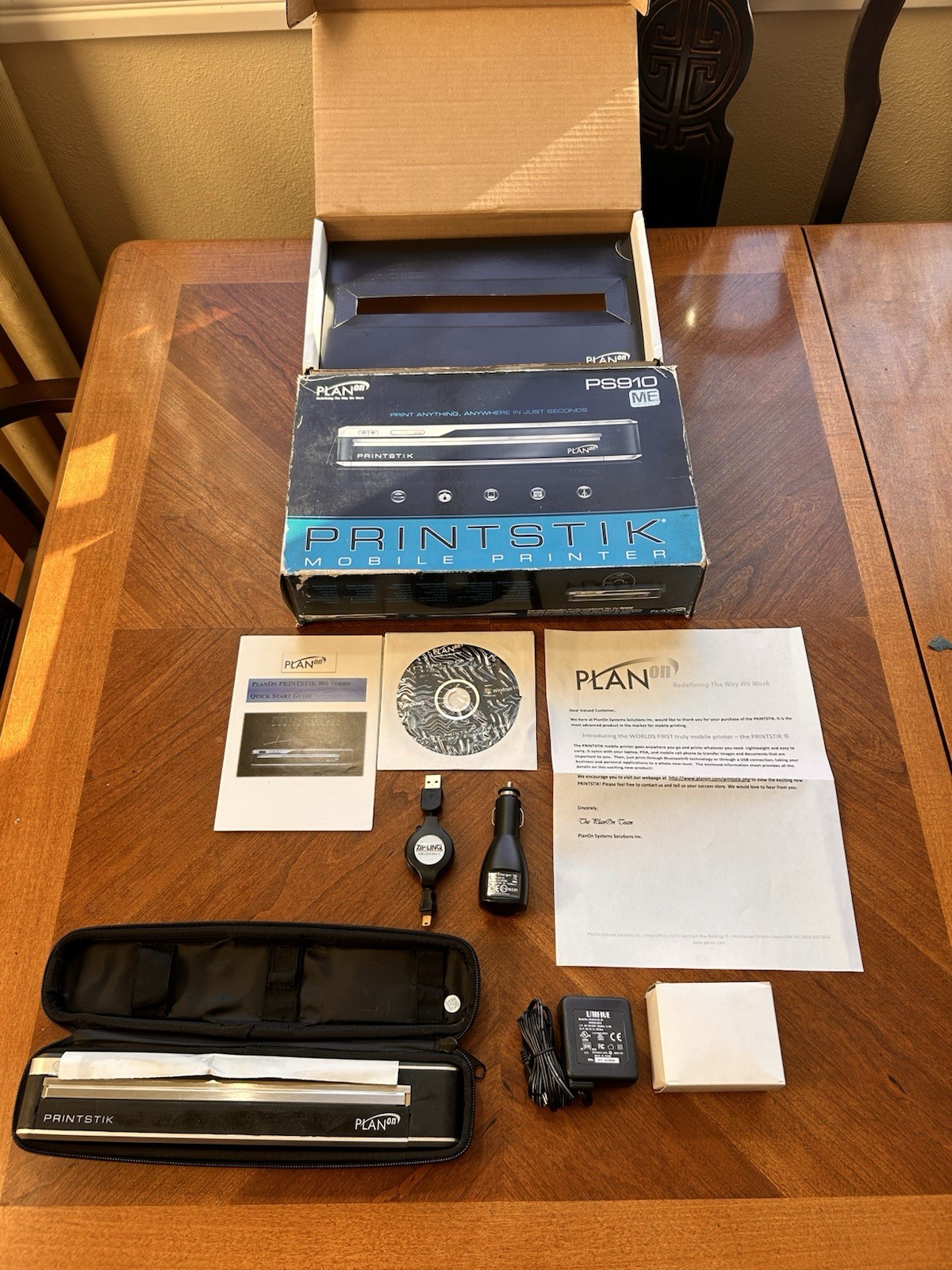 PlanOn PrintStik PS910 Portable Mobile Thermal Printer Complete Bundle w/ Case
