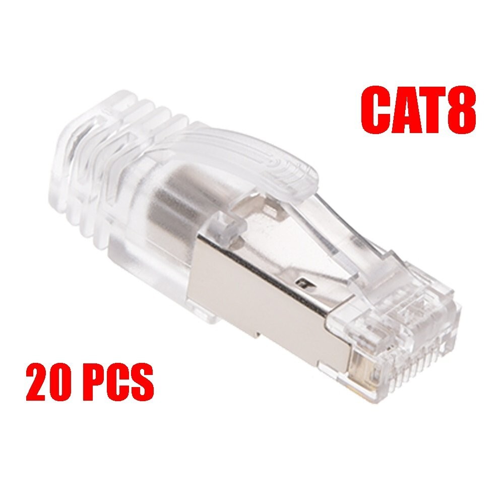 20 PCS CAT8 RJ45 Network Ethernet Shielded Plug Cable Connector End w/Clear Boot