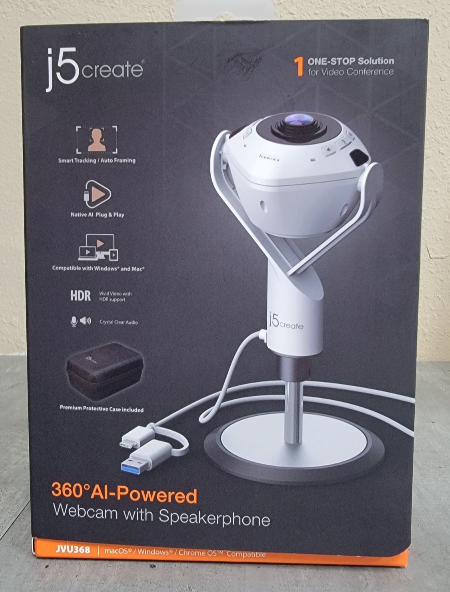 J5Create JVU368 360 Degree AI Powered Conference Camera With Speakerphone