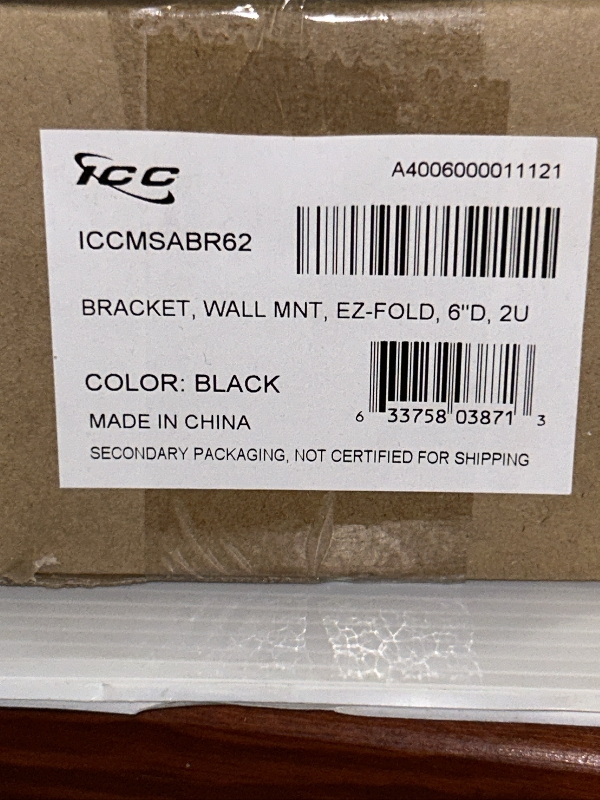 ICC Wall Mount Bracket for 2U Equipment - 6 In Depth - EZ-Fold Design ICCMSABR62