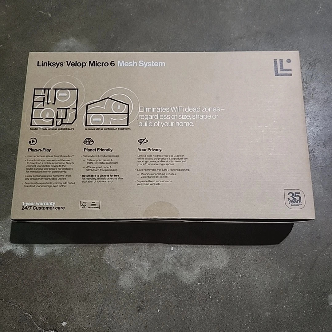 VELOP MICRO 6 MESH SYSTEM WIFI ROUTER WIFI SPEED UP TO 3GBPS NEW SEALED LINKSYS