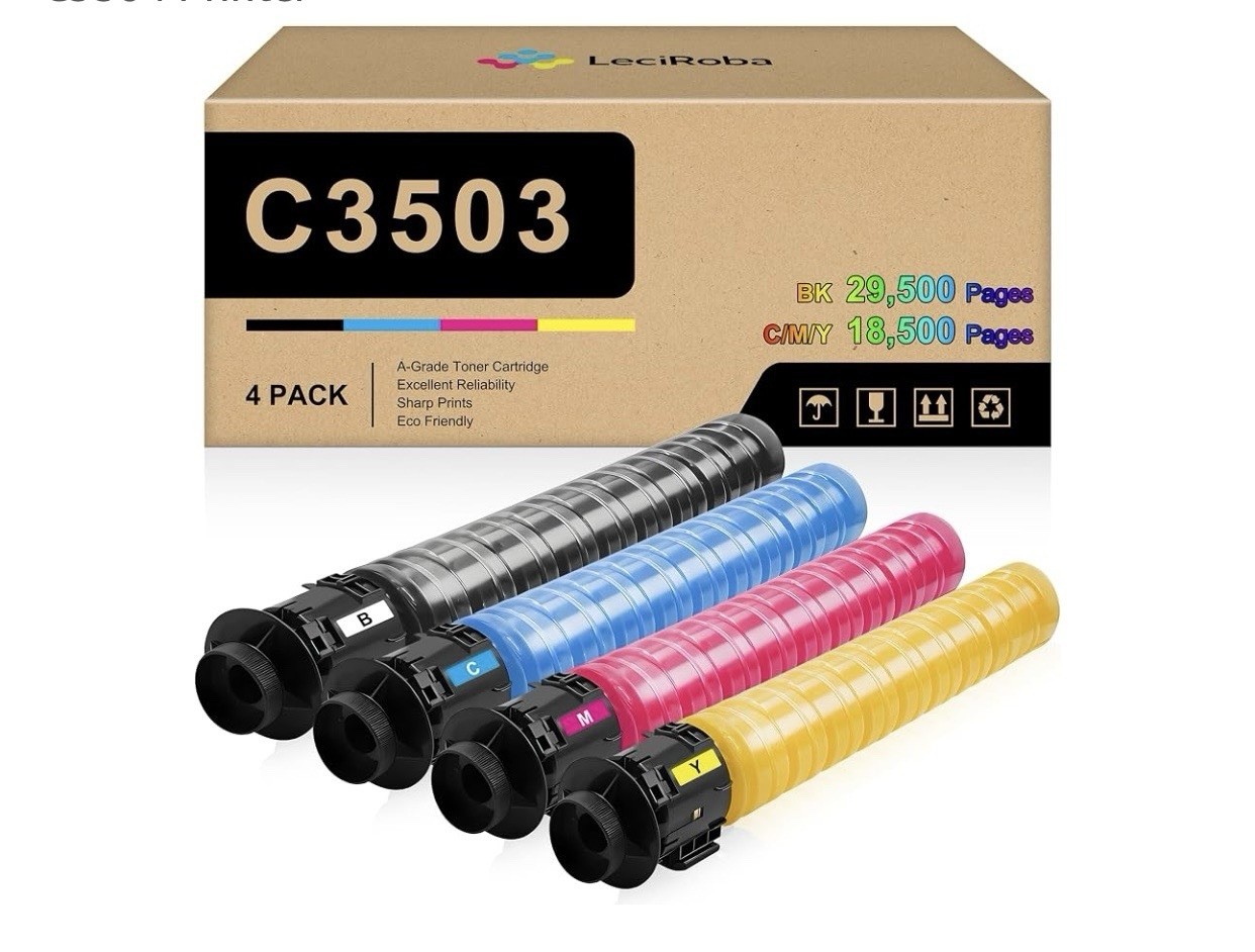 LeciRoba Compatible MP C3503 Toner Cartridge for Ricoh Aficio (4-Pack)
