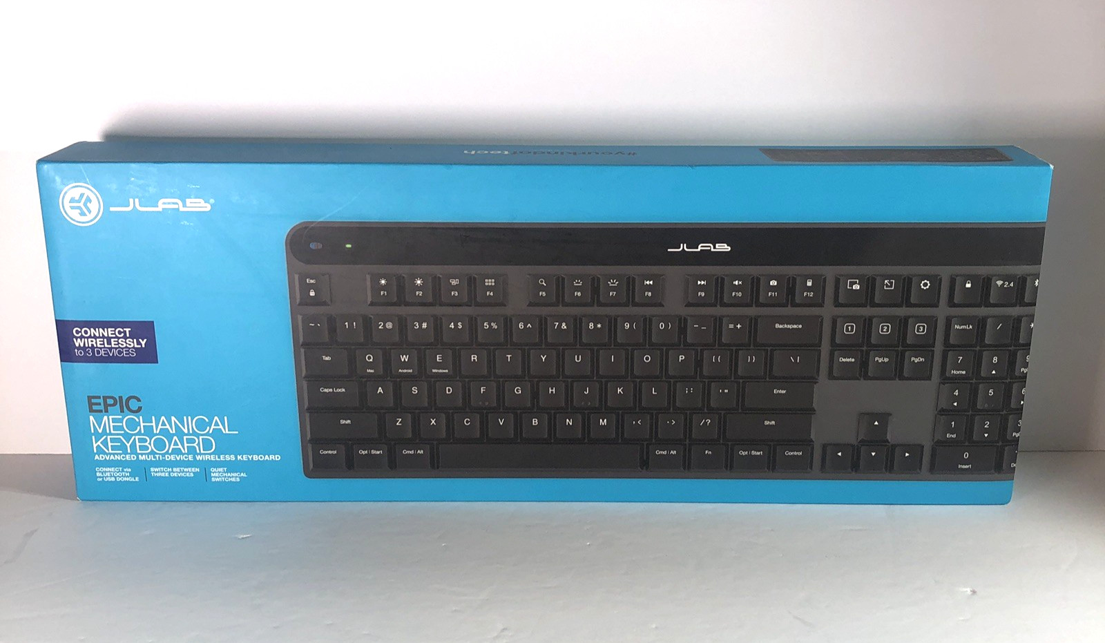 JLab Epic Mechanical Advanced Multi-device Wireless Keyboard Black NEW