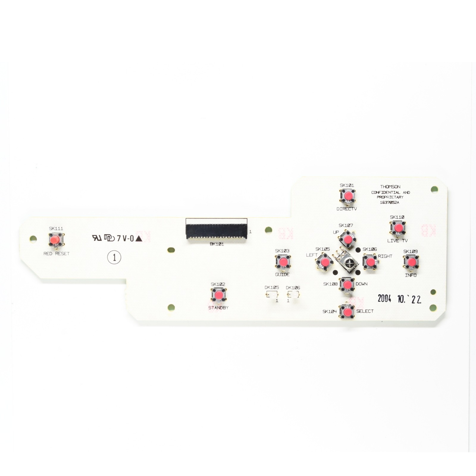 DirecTV DVR R10 Cable Box Button Control Board IR Sensor Button Board 1637052A