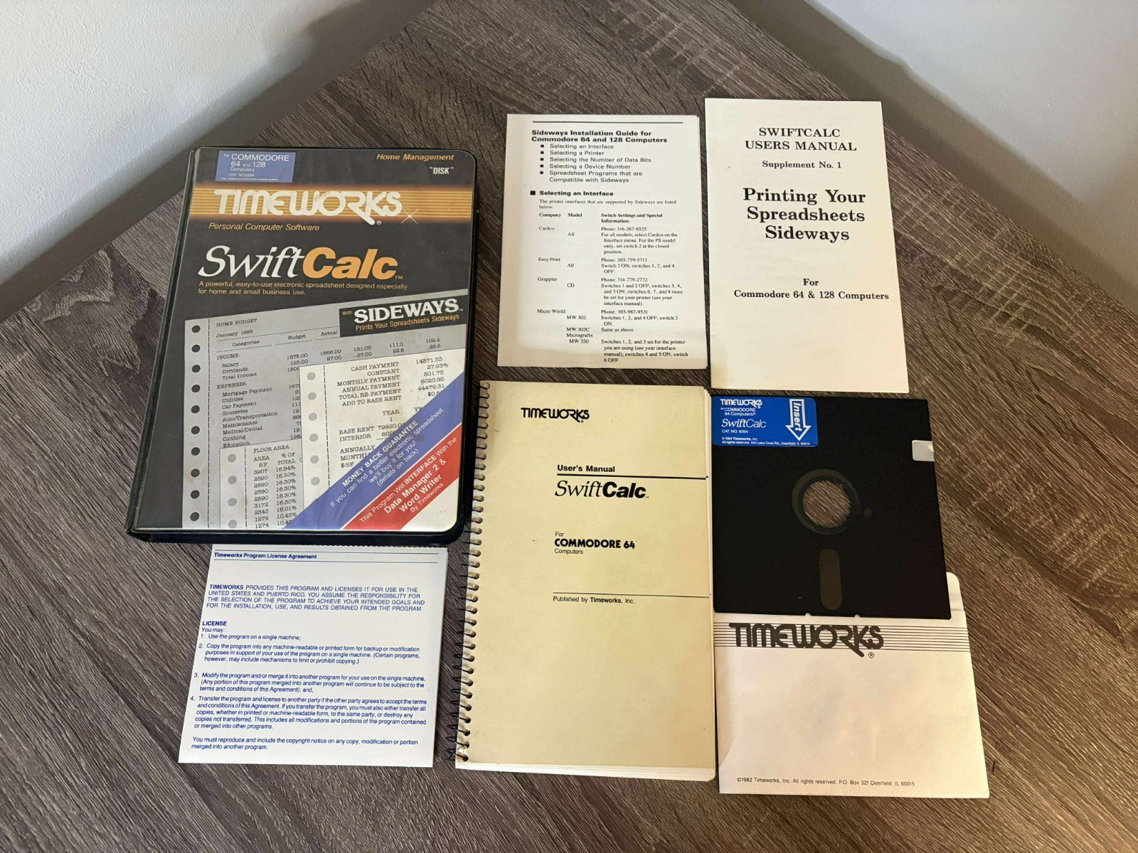 TIMEWORKS SWIFTCALC COMMODORE 64 & 128 W/ BOX MANUAL