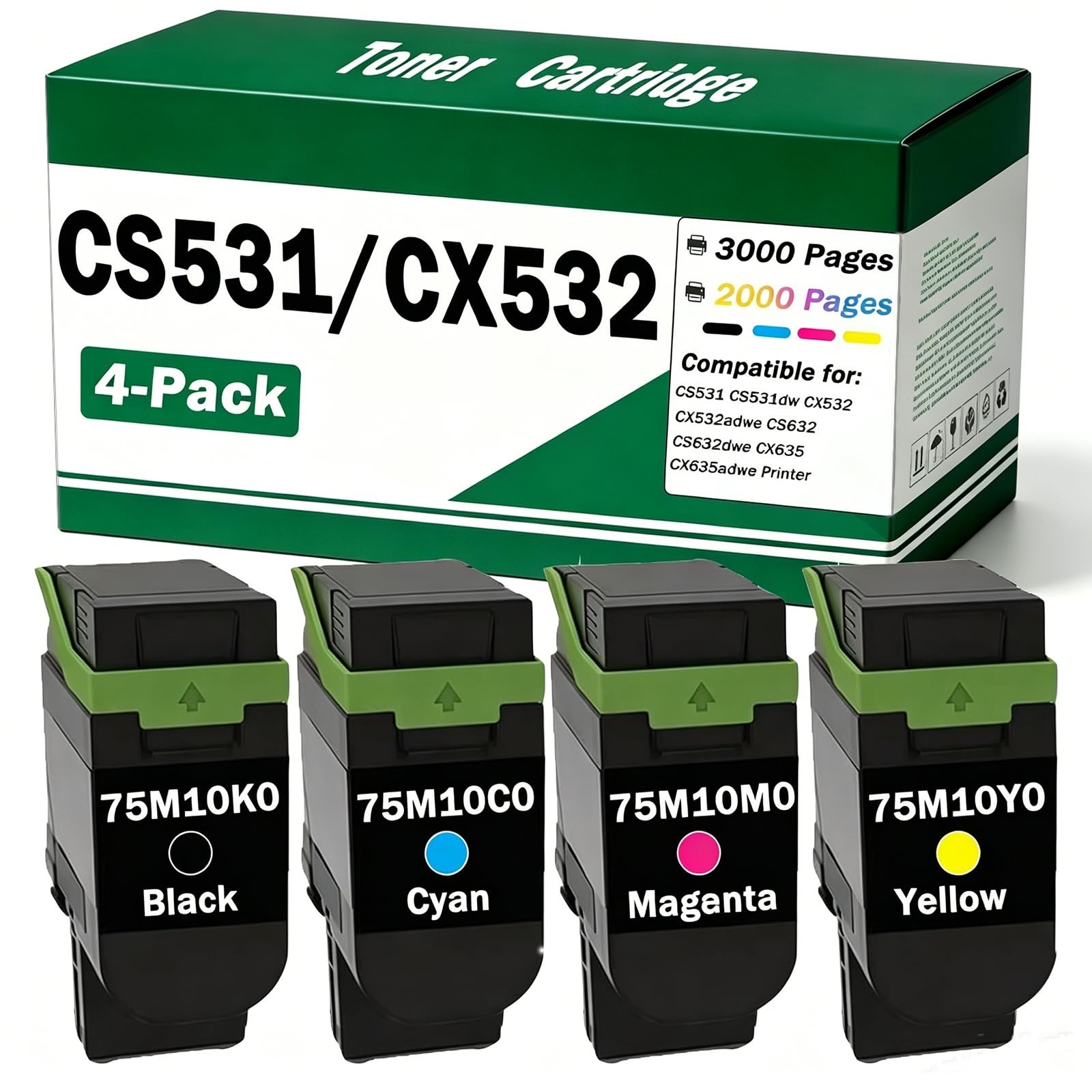 CS531 CX532 Toner Cartridge for LexmarkCS531 CS531dw CX532 CX532adwe CS632 Print