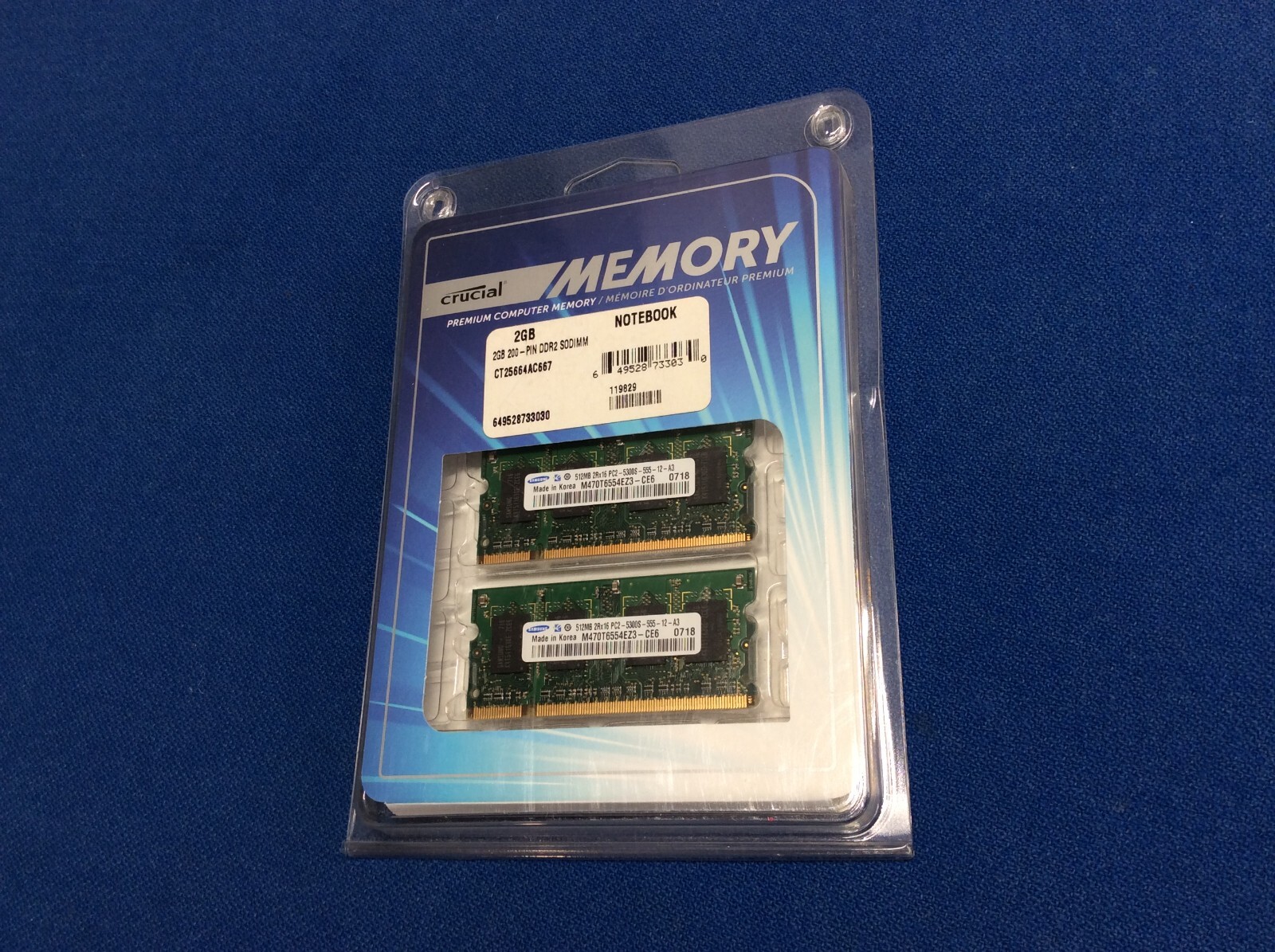 Crucial Notebook computer memory data 2GB, 2Rx16 PC2 - 5300S-555-12-A3, 512 MB