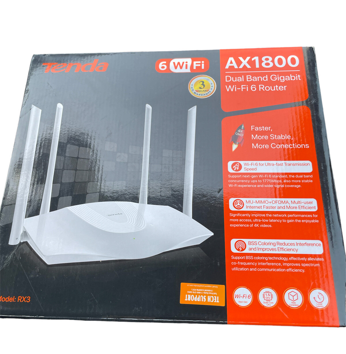 Tends Wi-Fi 6 Router AC1800 Smart Wi-Fi Router RX3 Dual Band Gigabyte Wireless