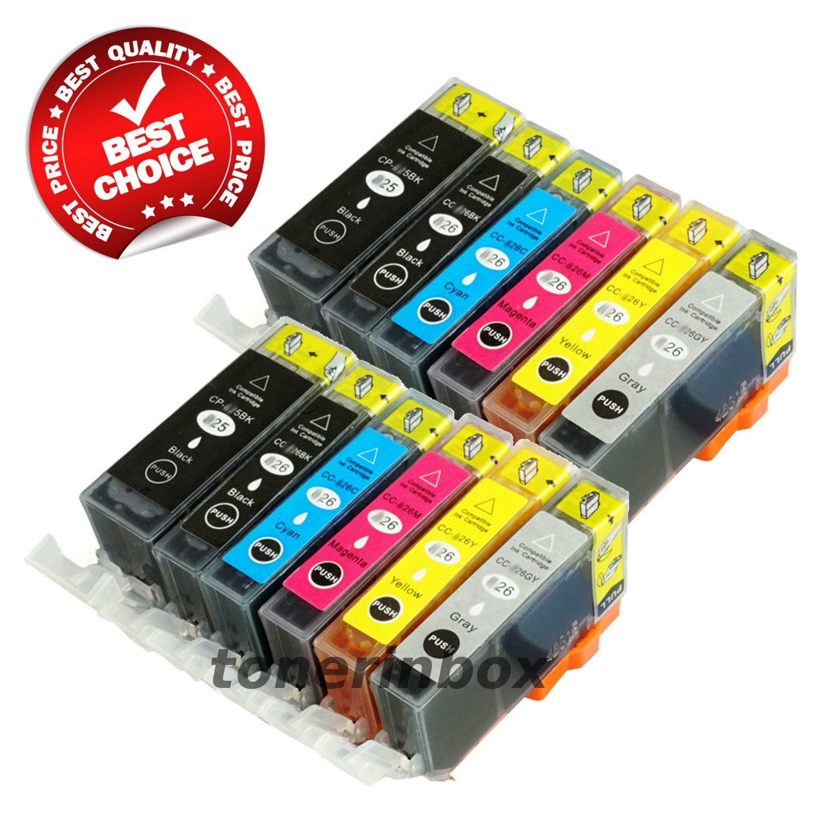 12 Pack PGI-225 CLI-226 ( w/Gray) Ink Cartridge For Canon PIXMA MG6120 MG6220