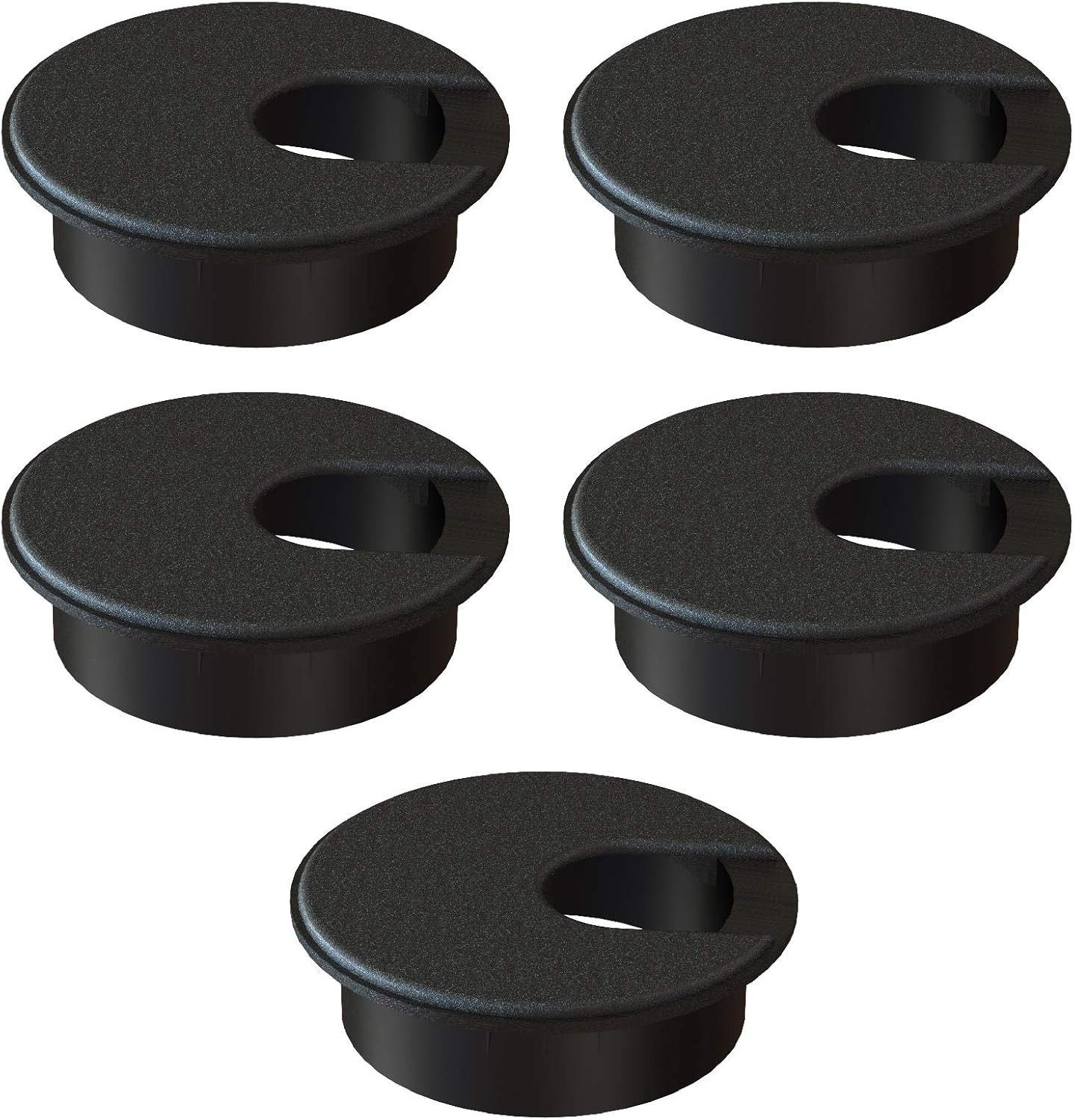 5 Pack 2 Inch Desk Grommets 50mm Black ABS Cable Hole Covers for Wires