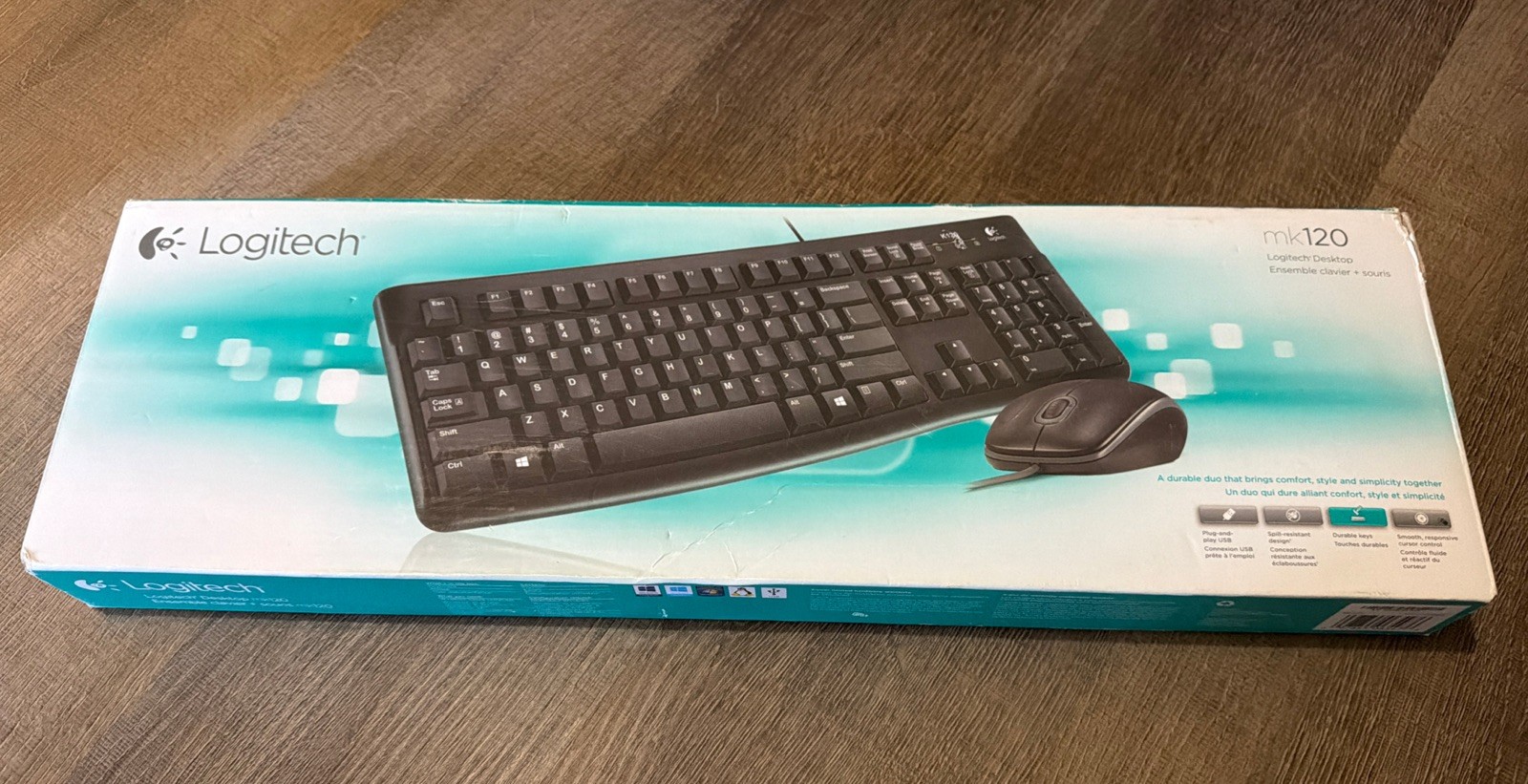 Logitech MK120 (920-002565) Wired Keyboard and Mouse Combo, New Open Box.