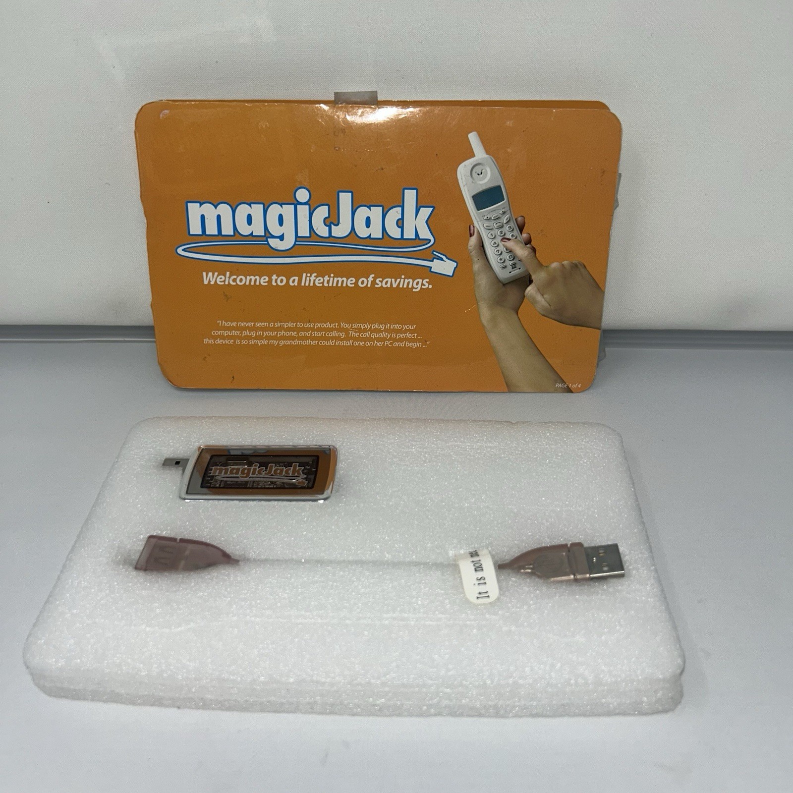 Magic Jack A921 Phone System USB Phone Jack Long Distance Calling Open Box Clear