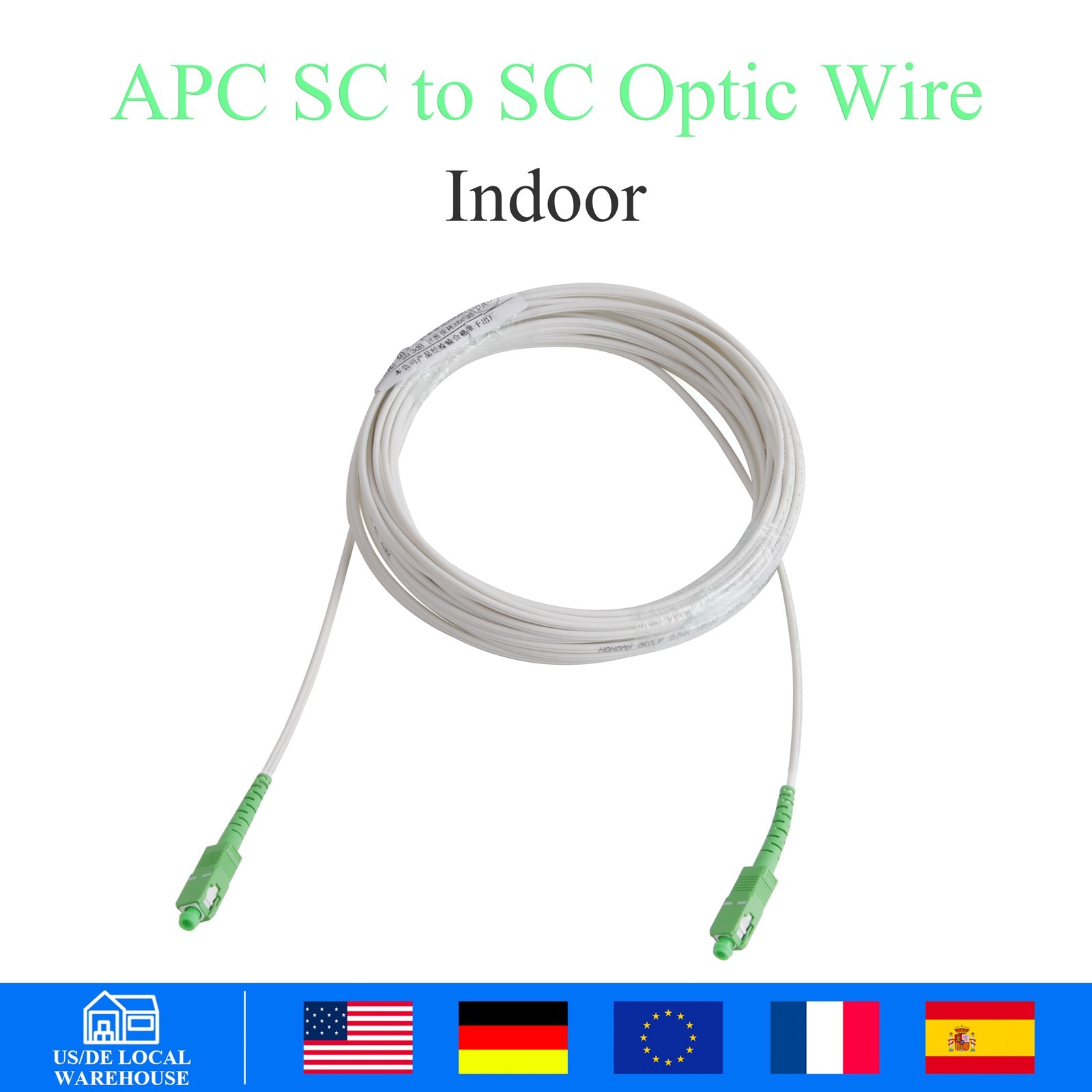 SC/APC to SC/APC Fiber Optic Wire Single Mode Optic Patch Cable 15M 20M 30M