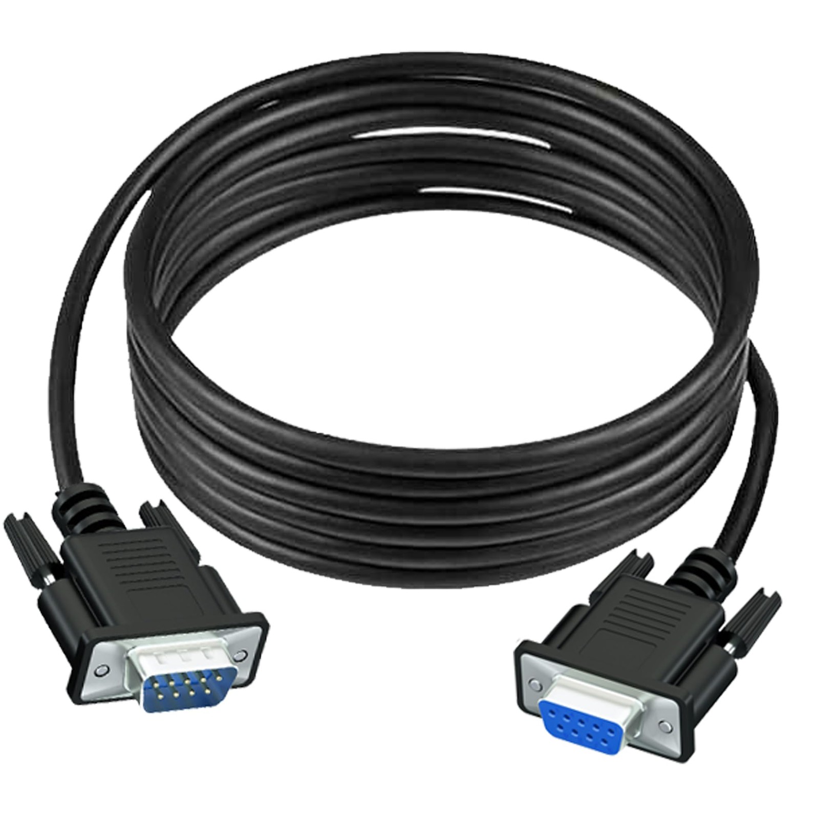 10Ft Straight Through DB9 RS232 Serial Cable, DB9 Cable to Female Extension C...
