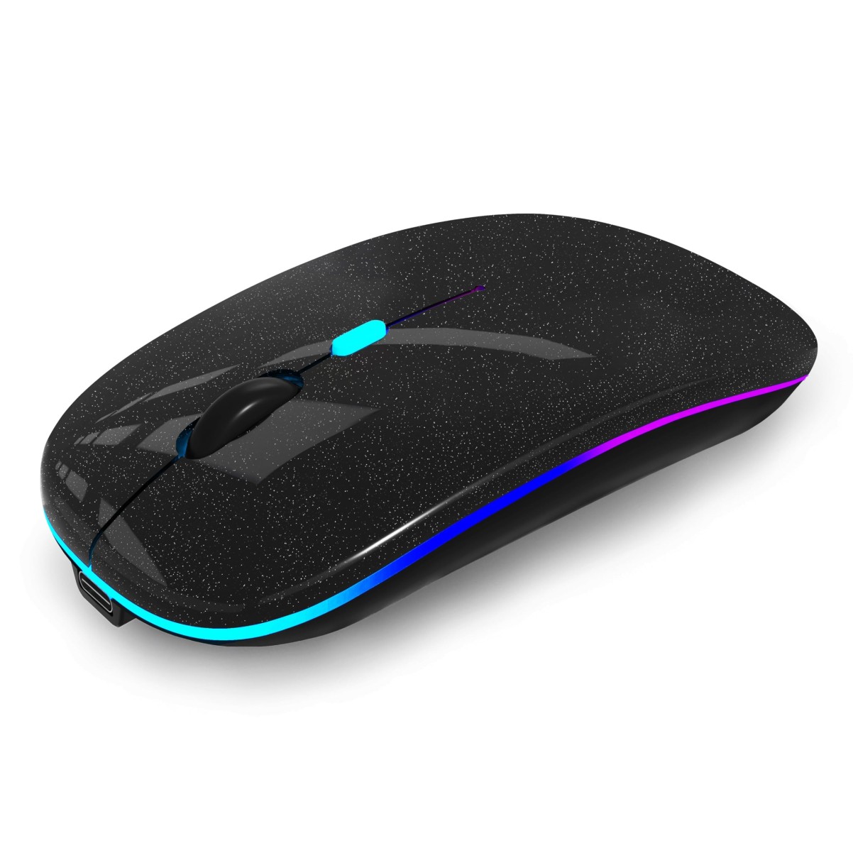 WREANU Wireless Bluetooth Mouse, Rechargeable Laptop Mice, Black Bright