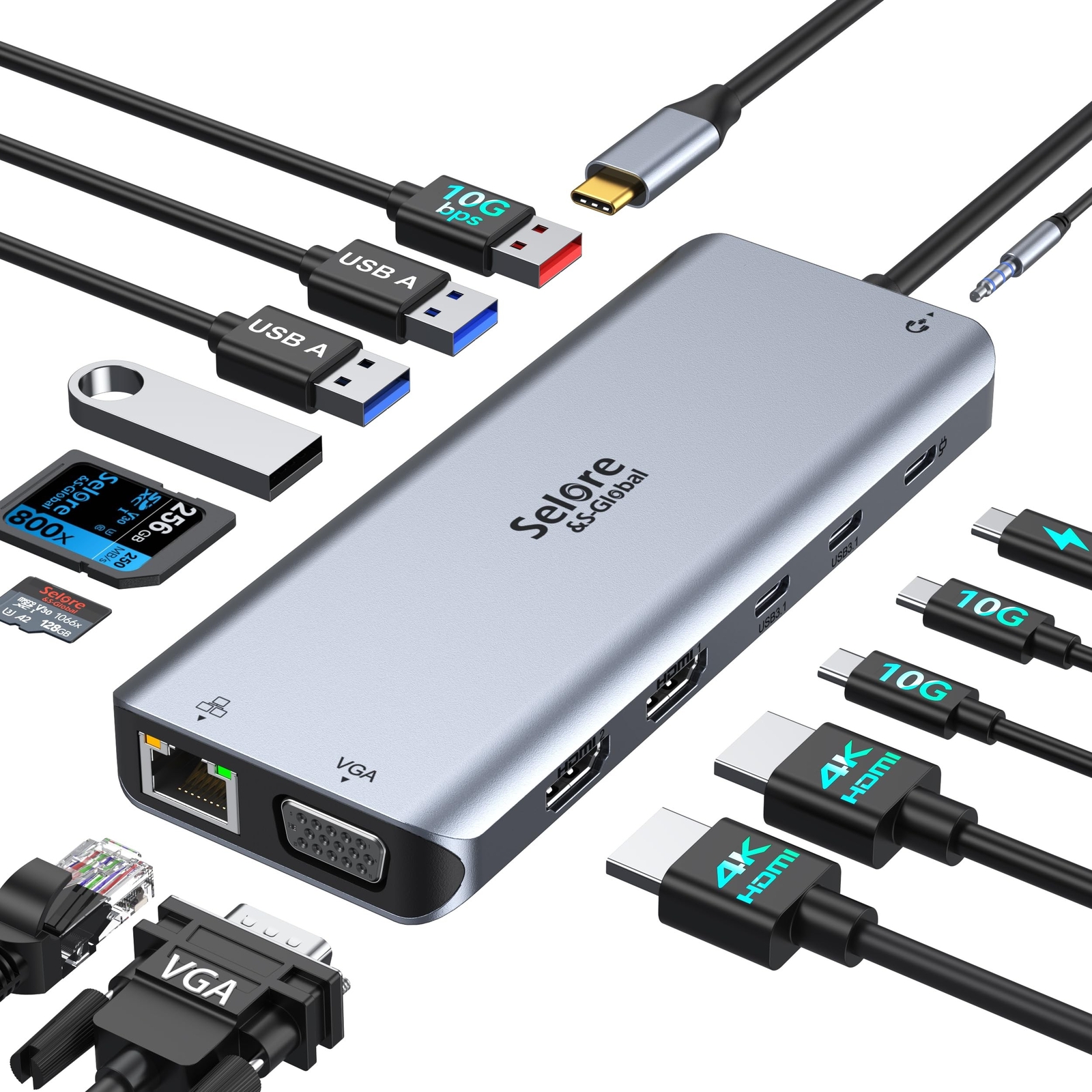 Selore USB C Docking Station Dual Monitor,Laptop Docking Station,14 in 1 Dock...
