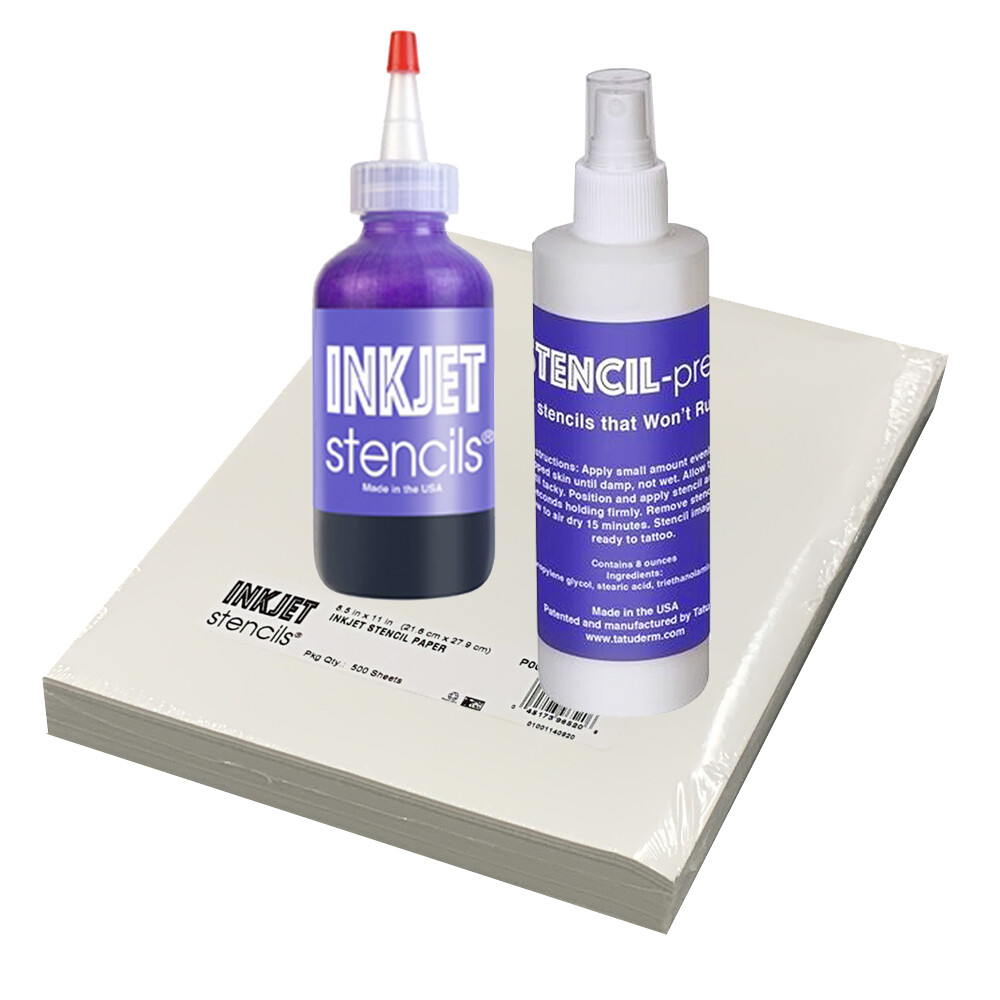 Inkjet Tattoo Stencil Refill Kit - Tracing Paper, Spray & Stencil Ink Set