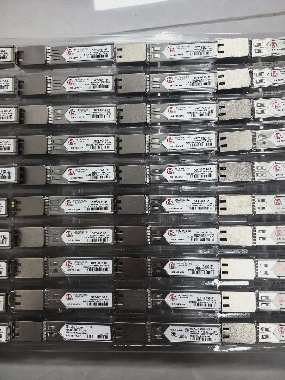 Lot of 2 F5 Networks OPT-0051-01 1000BaseT SFP Copper RJ-45 100m Transceiver