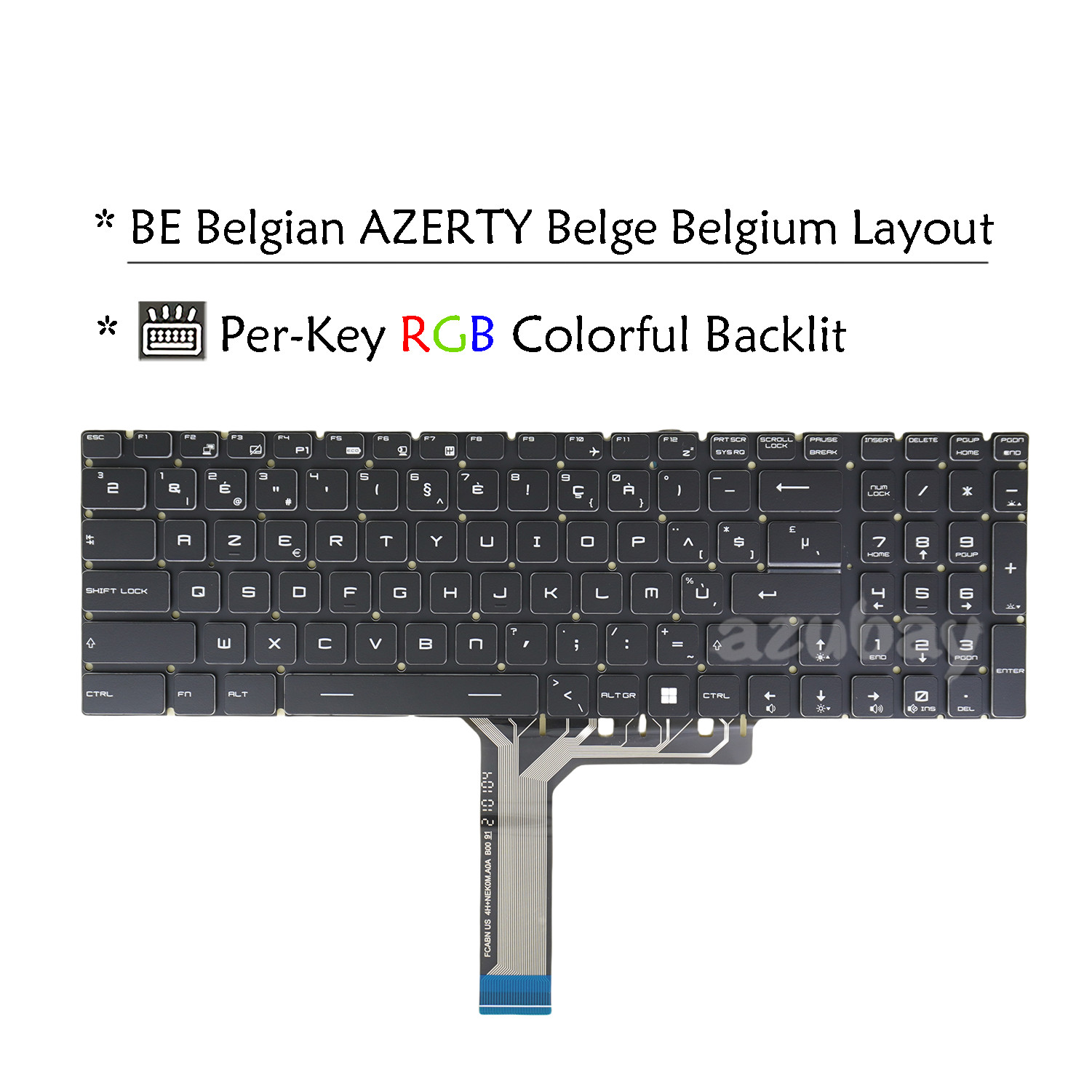 BE Belgian Keyboard For MSI MS-16U5 MS-16U6 MS-16U7 MS-16U8, Per-Key RGB Backlit