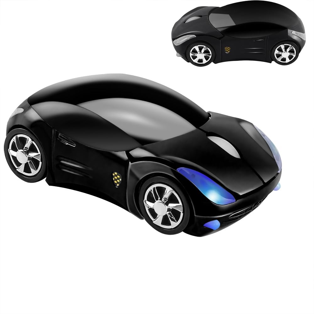 SHARE SUNSHINE Colorful 3D Sport Car Shape Mouse 2.4GHz Wireless Black