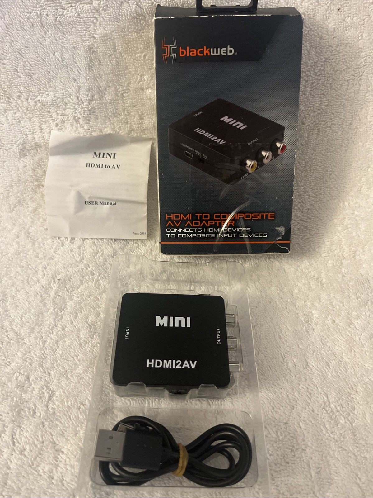 New Open Box Blackweb HDMI To Composite AV Adapter 1080p BWA18AV004