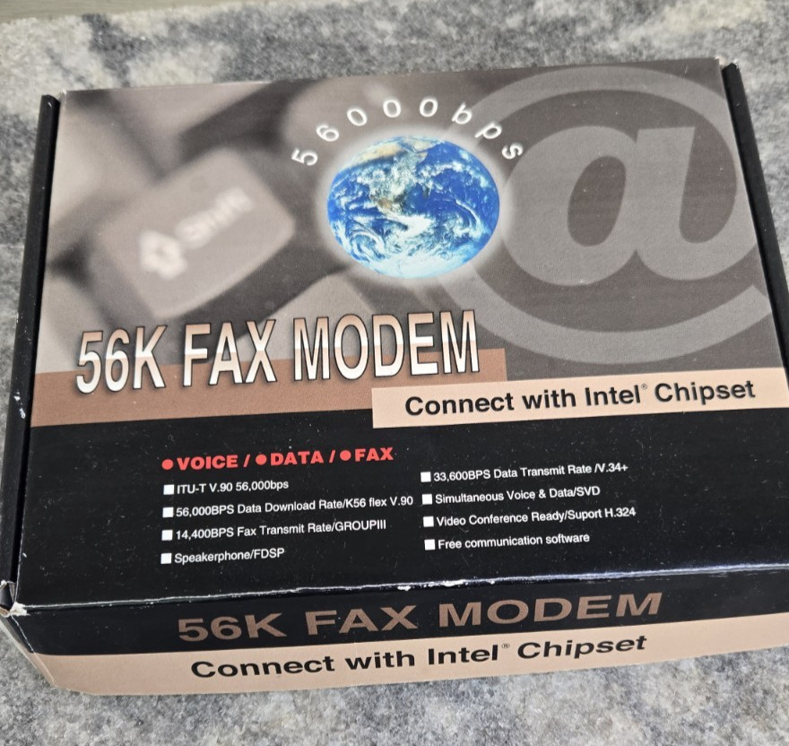 56K Fax Modem-Voice/Data/Fax Intel Chipset-Vintage