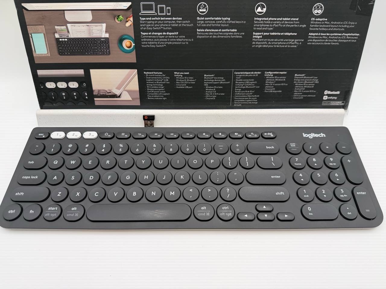 Logitech K780 Multi-Device Wireless Keyboard PC Mac Tablet Phone White
