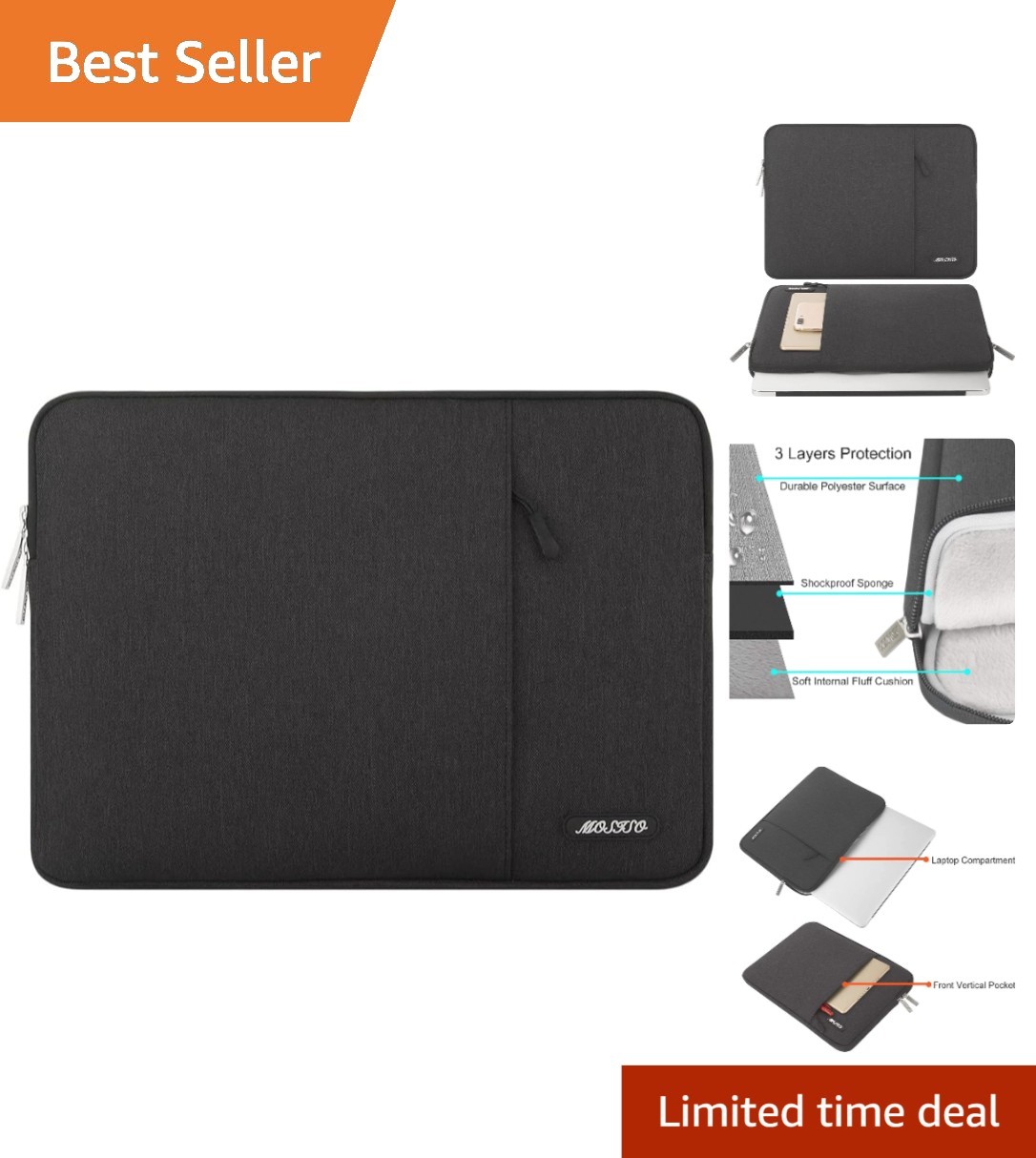 Stylish 16 Inch Laptop Sleeve | Light & Slim with Extra Pocket & Protection