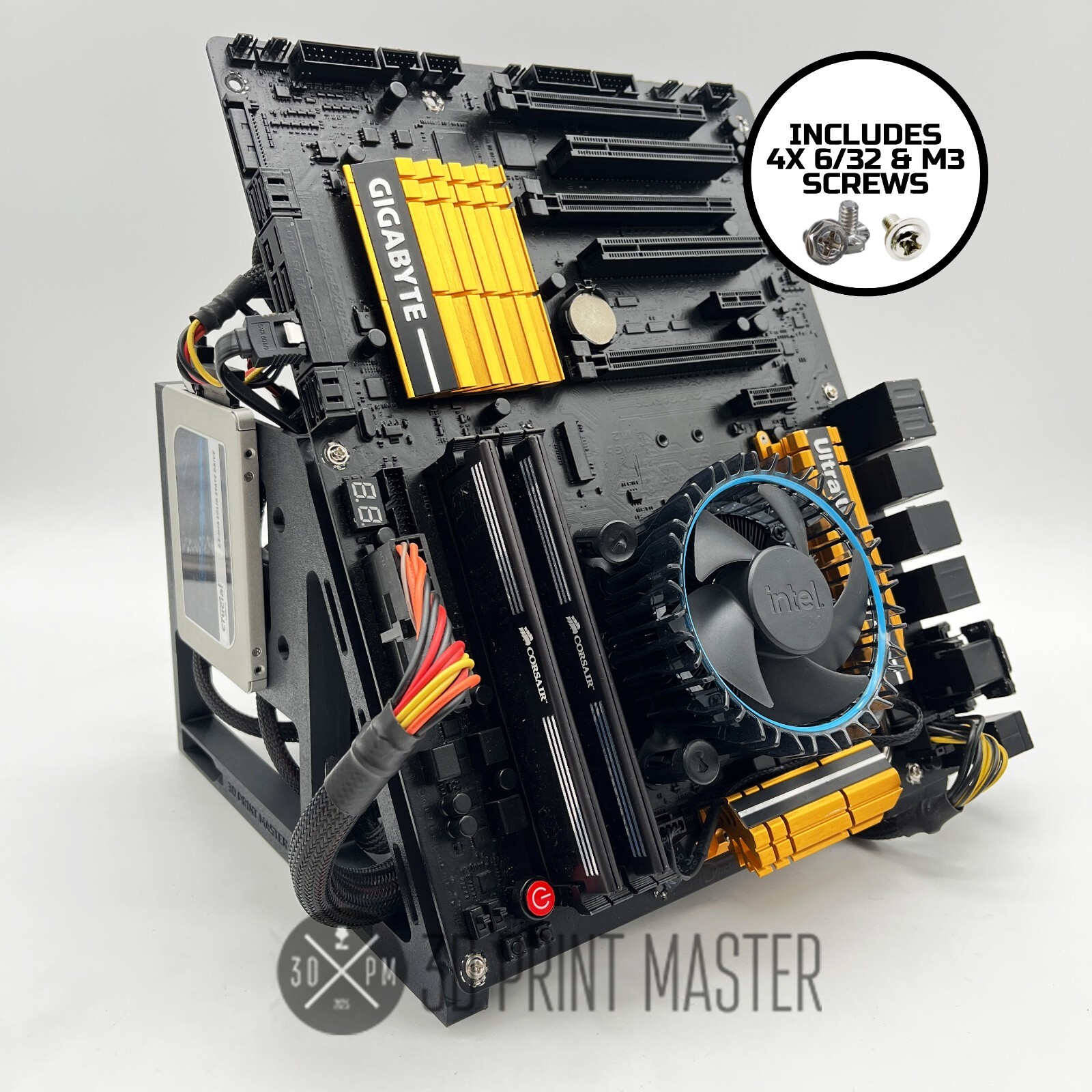 Crypto Mining Motherboard Test Bench + GPU Stand / PC and Test Rig + Screws