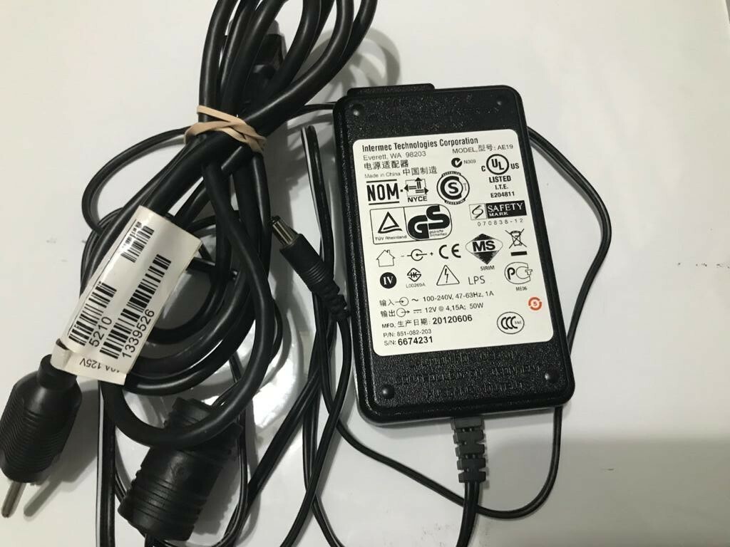 Genuine Intermec 851-082-203 AE19  50W AC Adapter With Power Cord - Very Good
