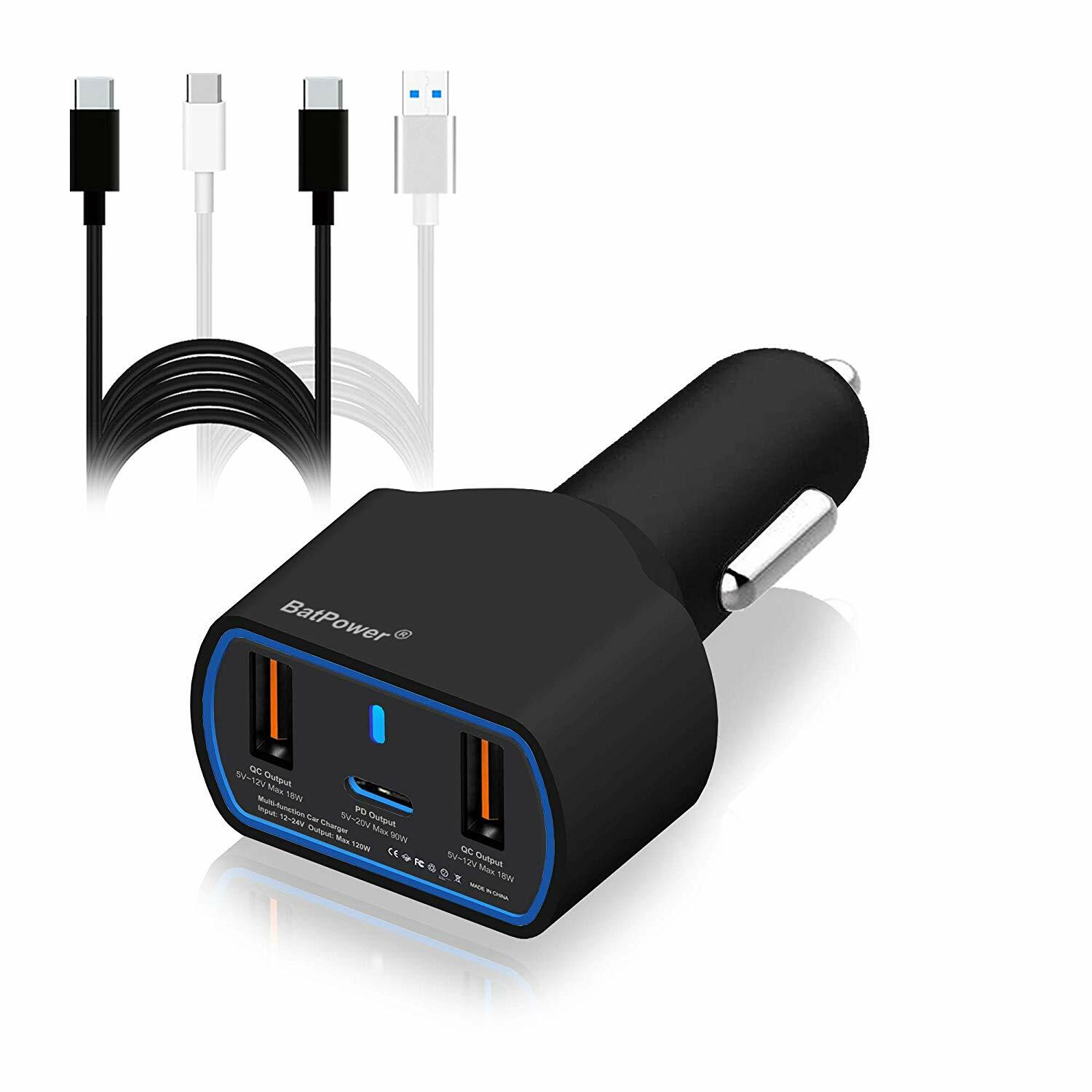 BatPower 120W 90W 65W Dell Latitude Inspiron XPS USB C Car Charger Type C