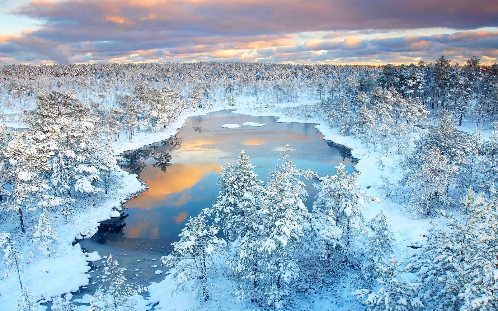 Landscape winter forest lake snow trees reflection Custom Gaming Mat Desk