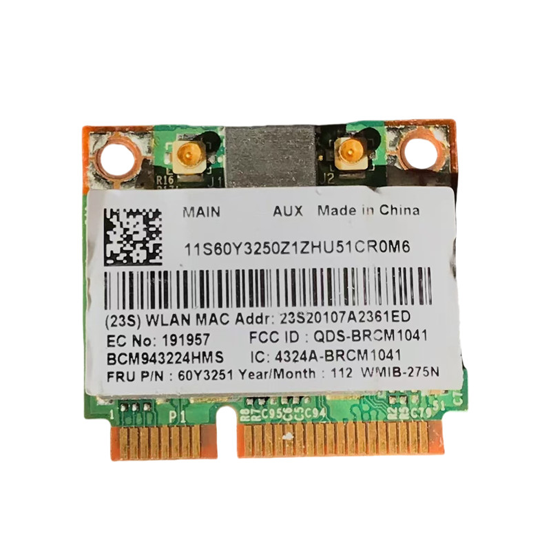 Broadcom BCM943224HMS FRU 60Y3251 Mini PCI-e Wireless WIFI Card Lenovo Laptop