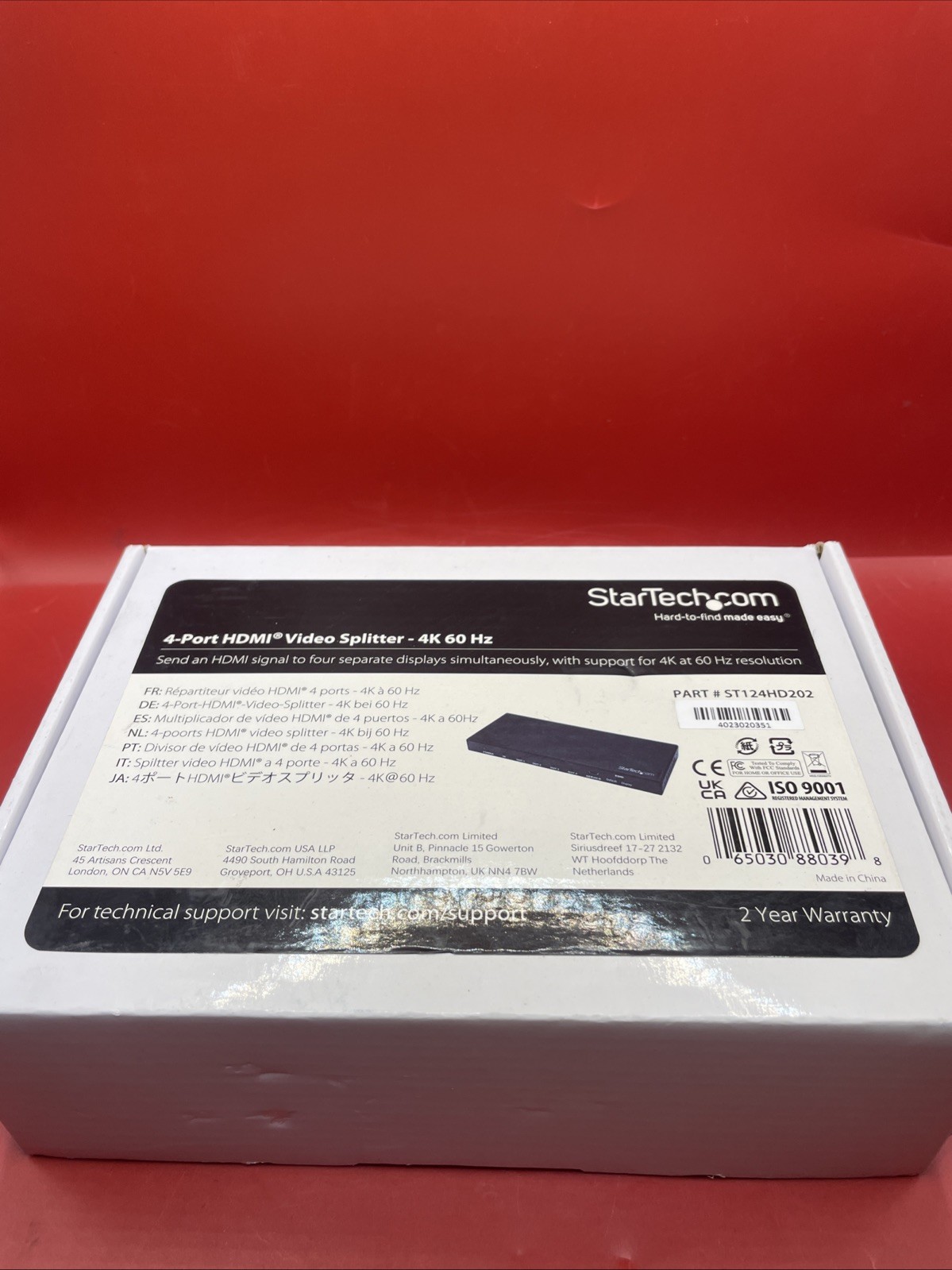 StarTech ST124HD202 4-Port HDMI 2.0 Desktop Splitter - 4K 60Hz