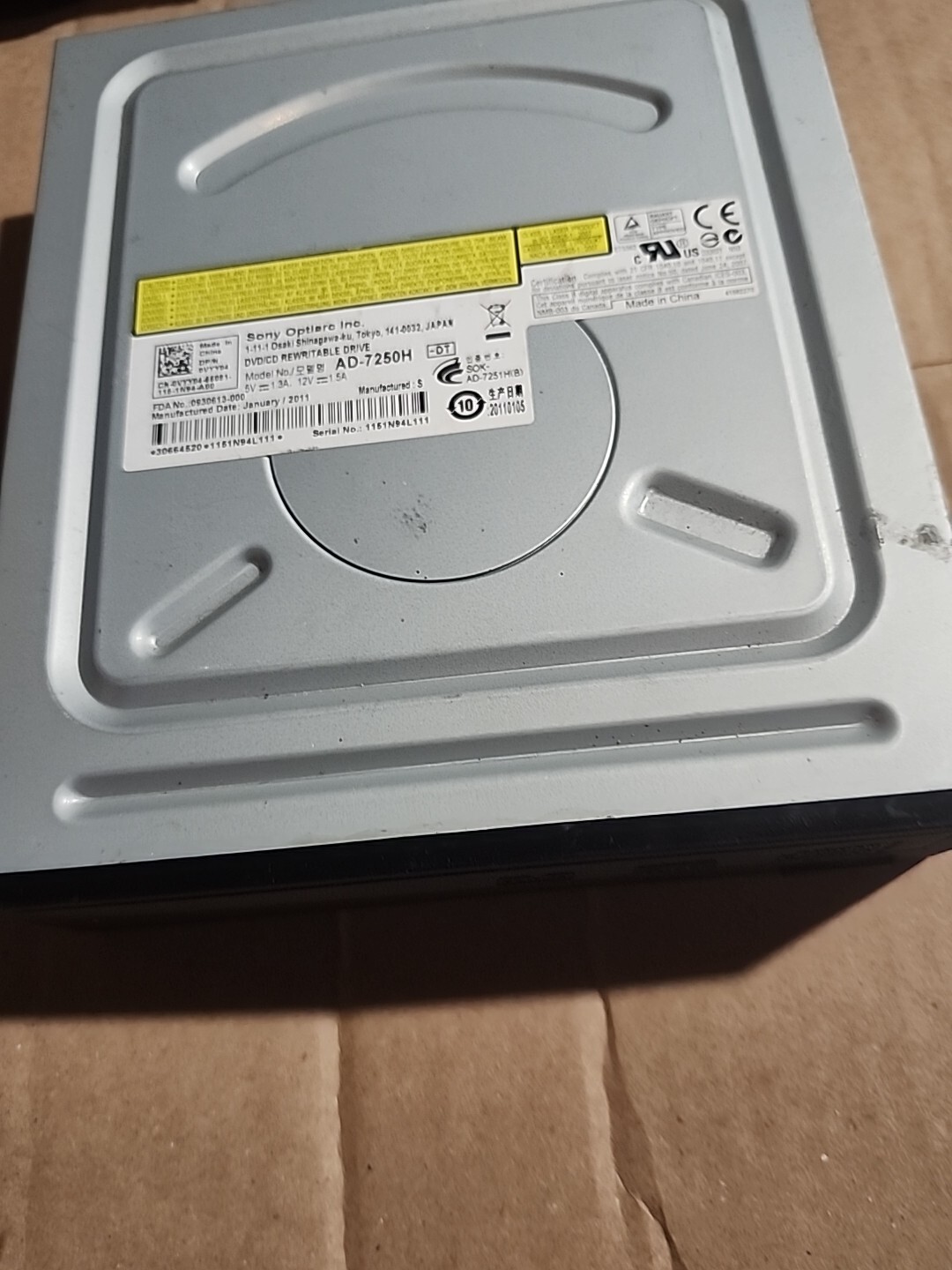 DVD/CD Rewritable Drive Sony Optiarc AD-7250H   TESTED GOOD