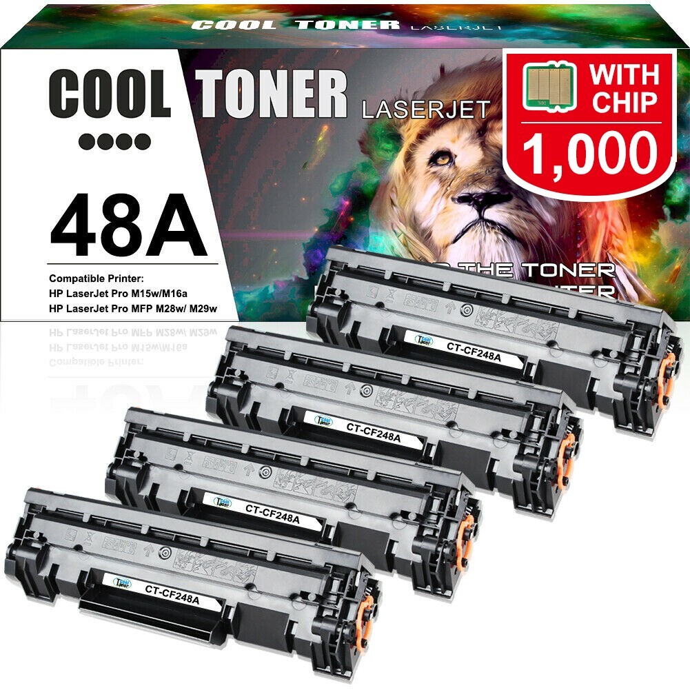 4PK Compatible for HP 48A Toner CF248A LaserJet Pro M15w M16a MFP M28w M28a M29w