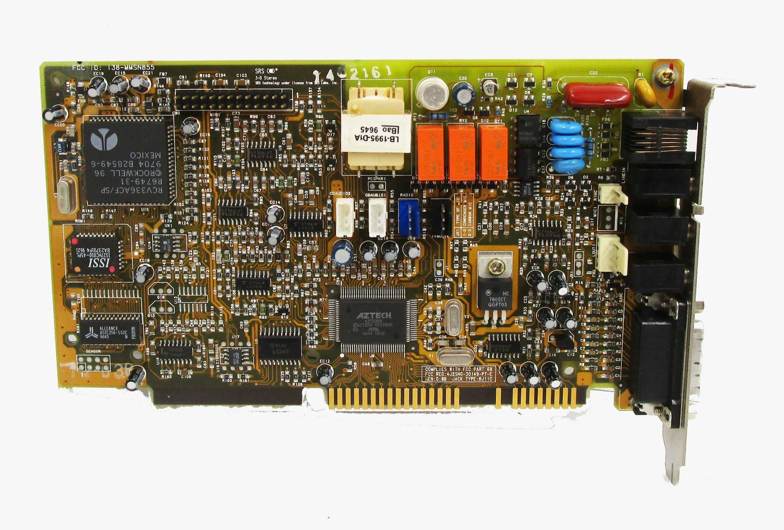 PACKARD BELL Aztech 33.6K Modem SRS Audio 16BIT ISA Sound Card I38-MMSN845