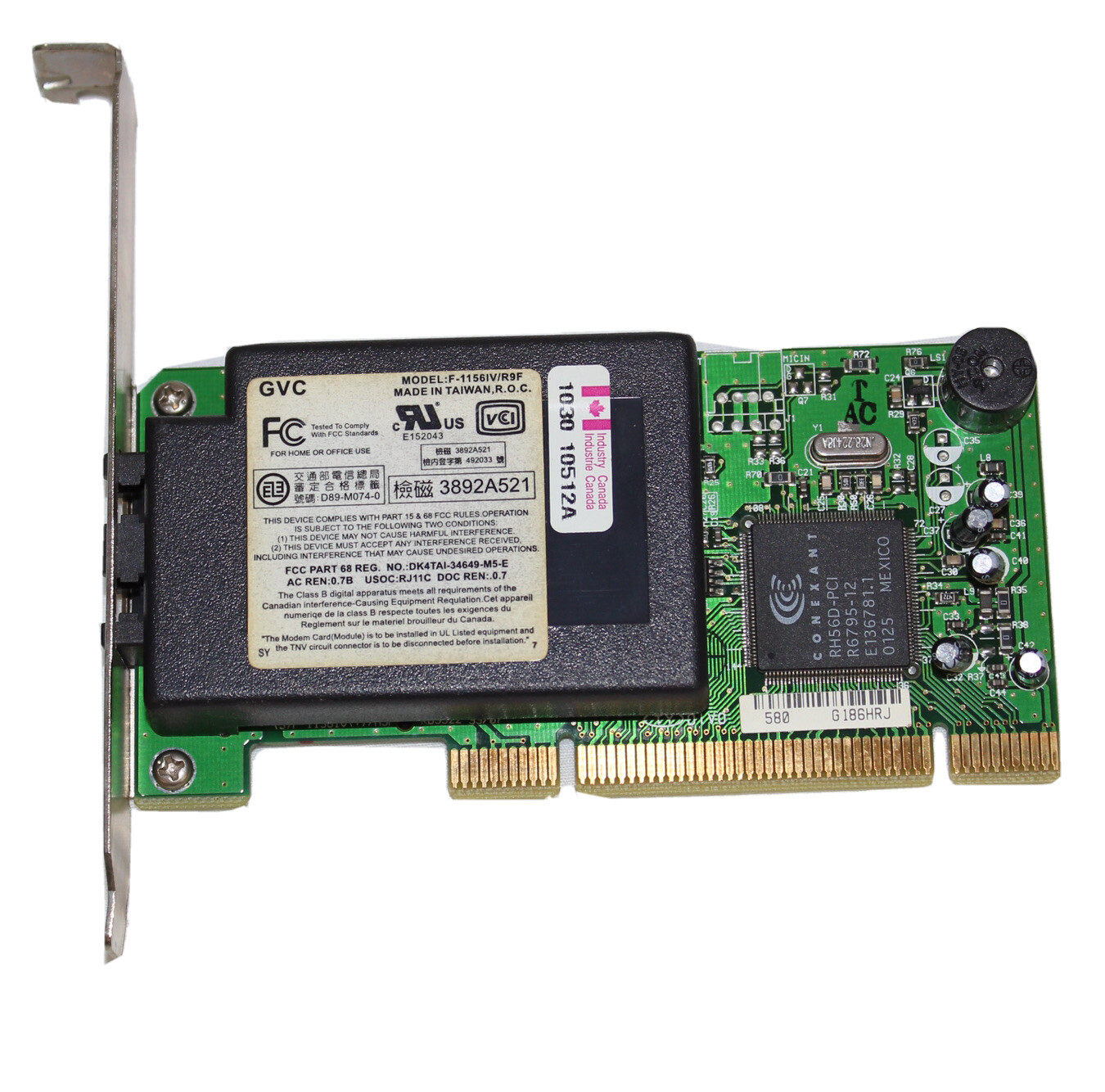 GVC F-1156IV/R9F Phone-Fax Modem Card - Pulled From Working Computer