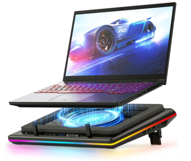 Base refrigerante para portátil gaming con ventilador turbo de 5,5", cámara de p