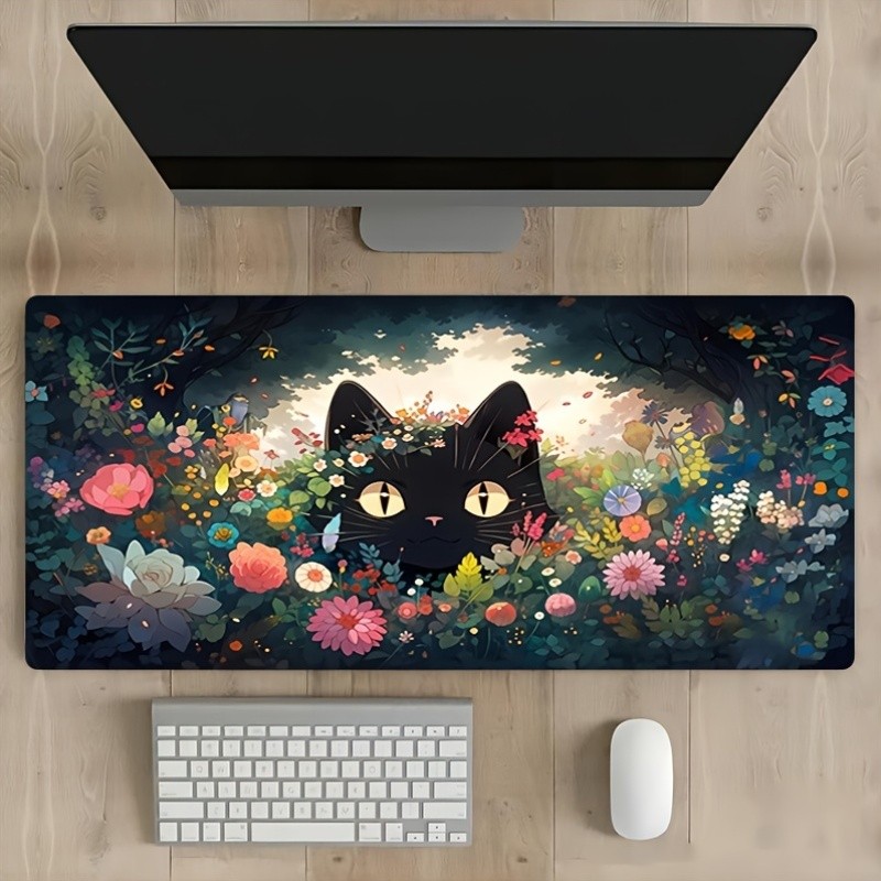1pc Multi-Size Large Cat Grass Pattern Mouse Pad - Durable Non-Slip Natural Ru