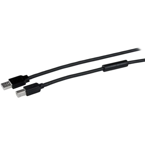 50 Ft Active USB 2.0 A to B Data Transfer Cable, Black, Male to Male