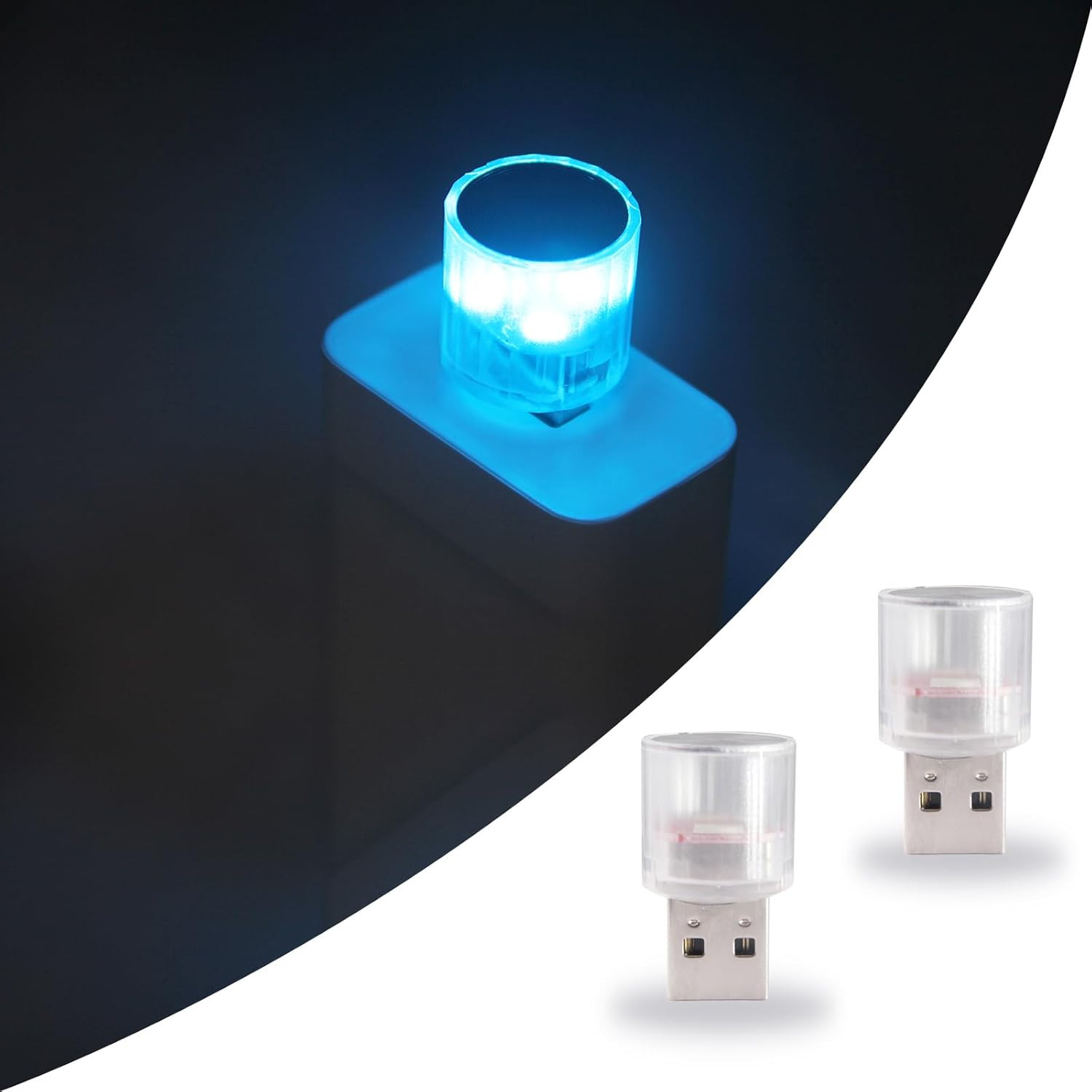 USB LED Car Interior Night Light, 2 Pcs Universal Mini USB LED Decoration Light,