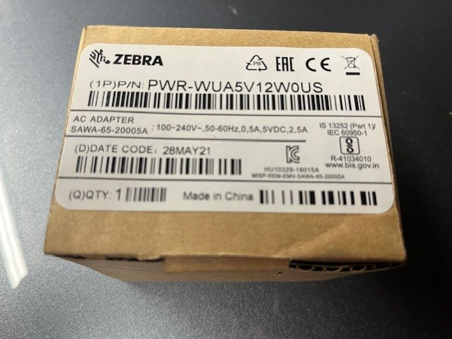 Zebra PWR WUA5V12W0US AC Adapter for Zebra NOS