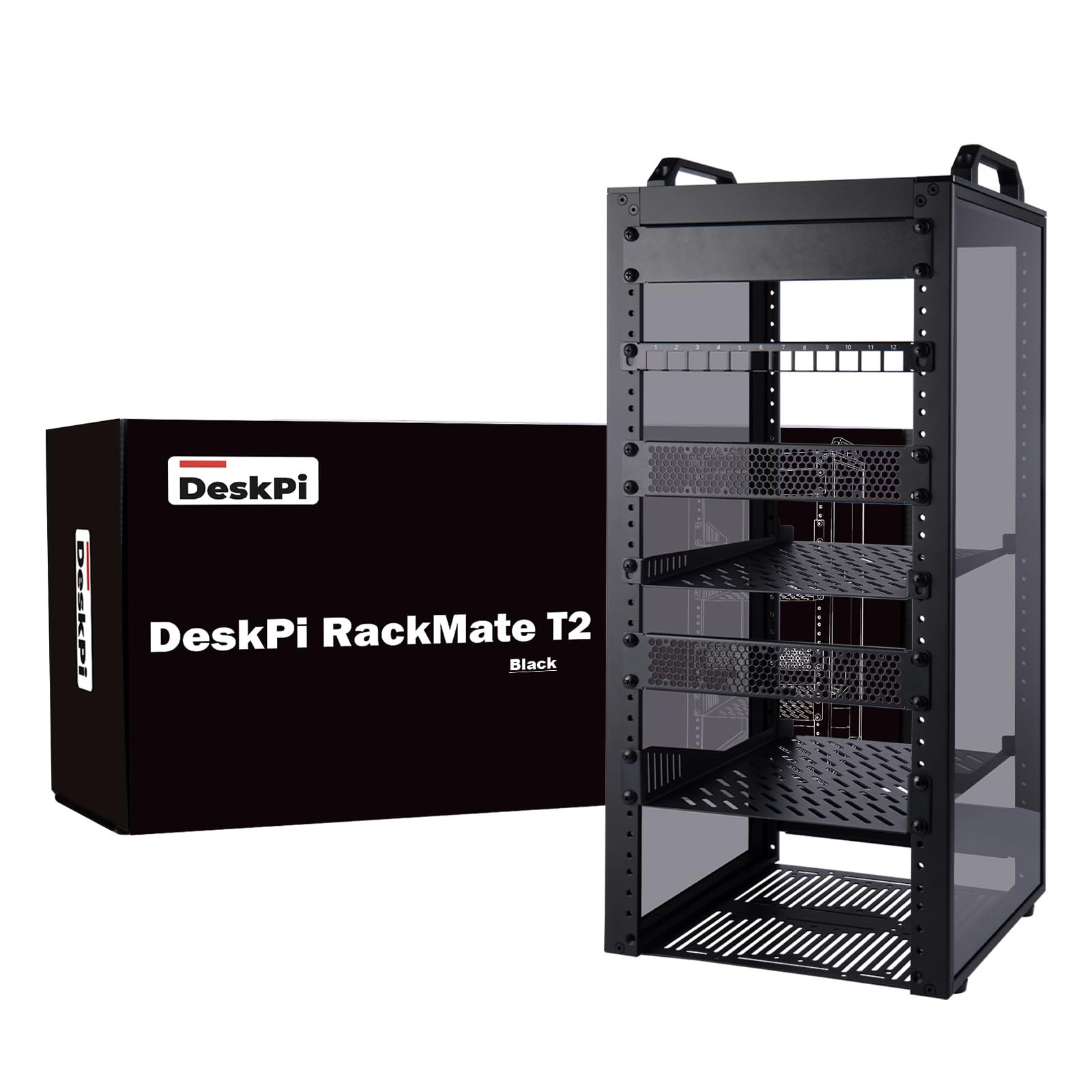 GeeekPi 12U Network Rack, 10 inch Mini Server Rack for Network, Black