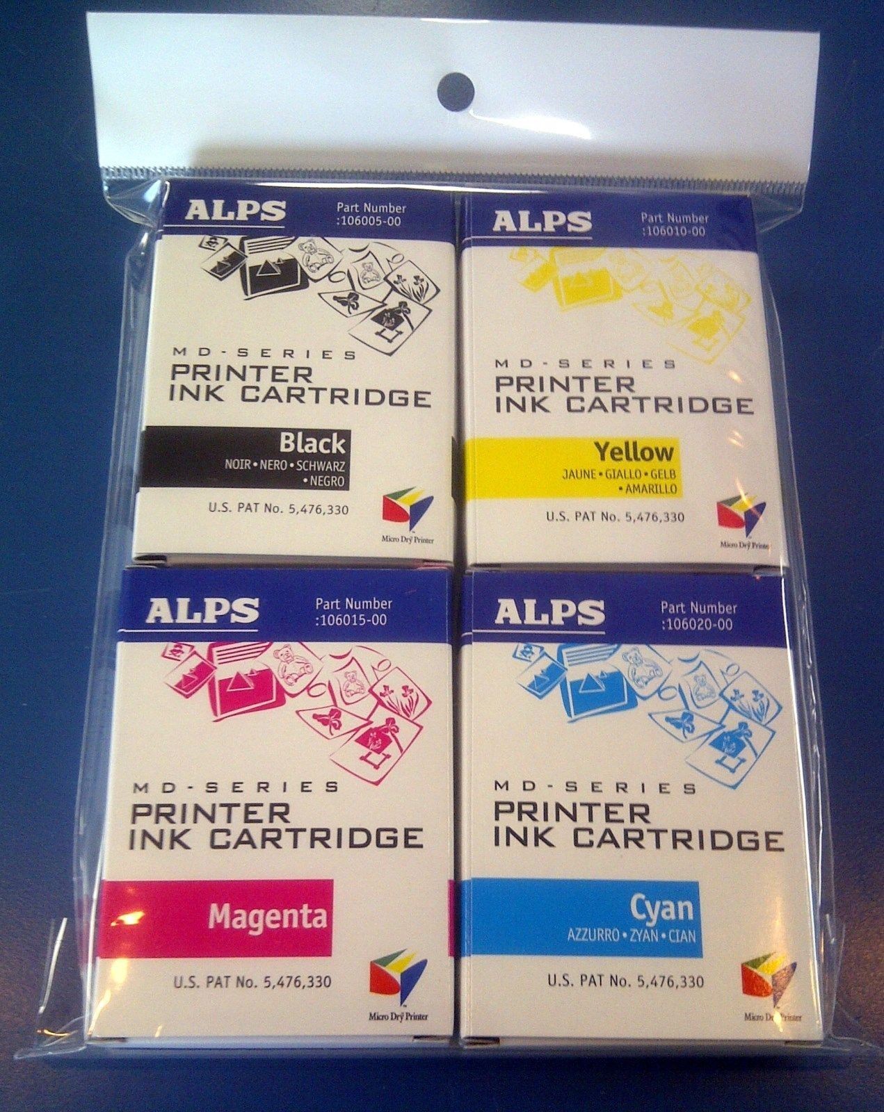 ALPS MD Series Printer Ink Cartridge CYMK (4 Pack) 106058-00 1211 FACTORY SEALED