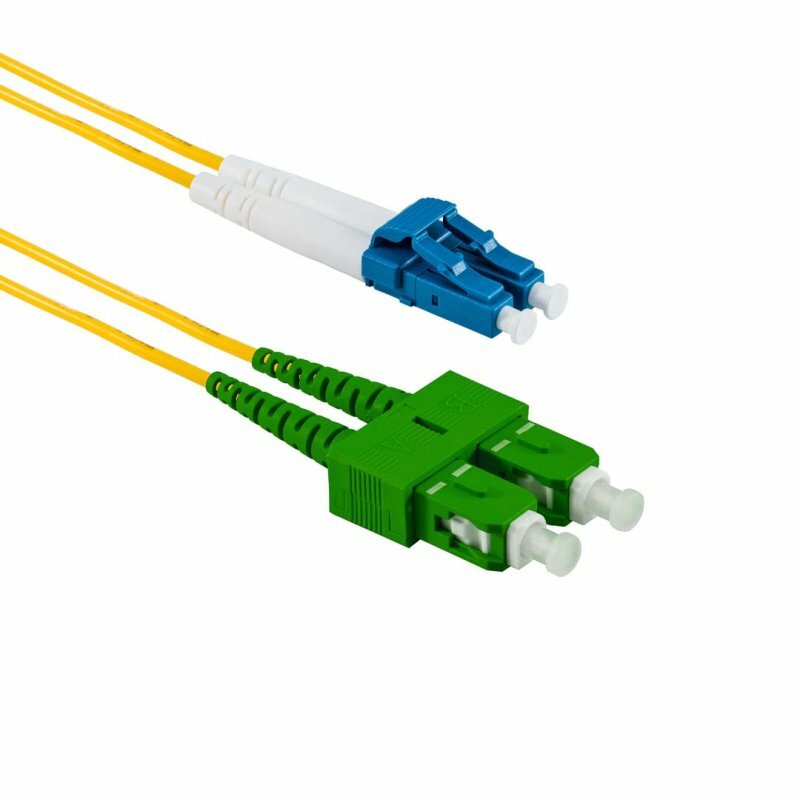 5 PACK LOT 1m LC(UPC)-SC(APC) Duplex 9/125 OS2 Singlemode Fiber Yellow OFNR 3FT