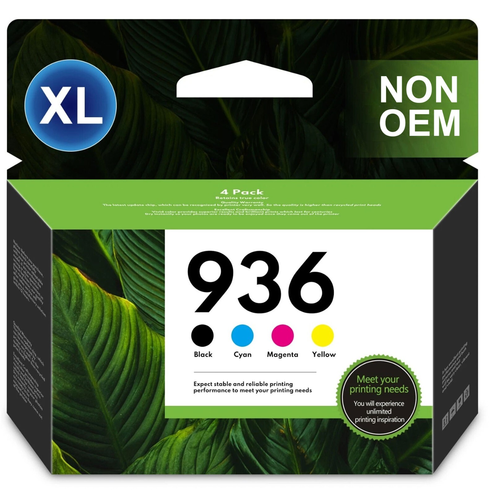FADSOON® 936 Ink 4-PK Compatible for OfficeJet Pro 9130b 9135e 9730e BK/C/M/Y